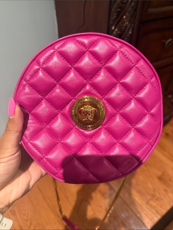 Versace Handbags - Versace Quilted Round Mini Crossbody in Hot Pink with Gold Medallion authentic